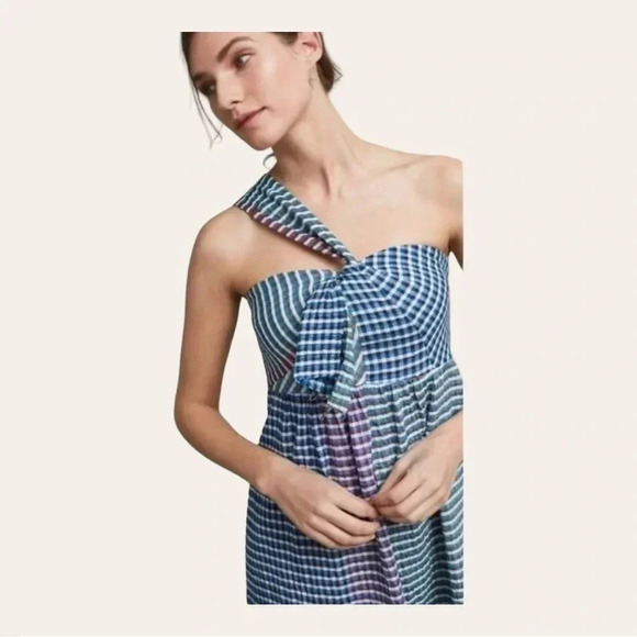 1014. Anthropologie MAEVE WEAVERLY‎ ONE SHOULDER DRESS MIDI LENGTH SIZE 2 - Picture 2 of 11